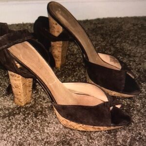 Nina Dark Brown Cork Platform Heels